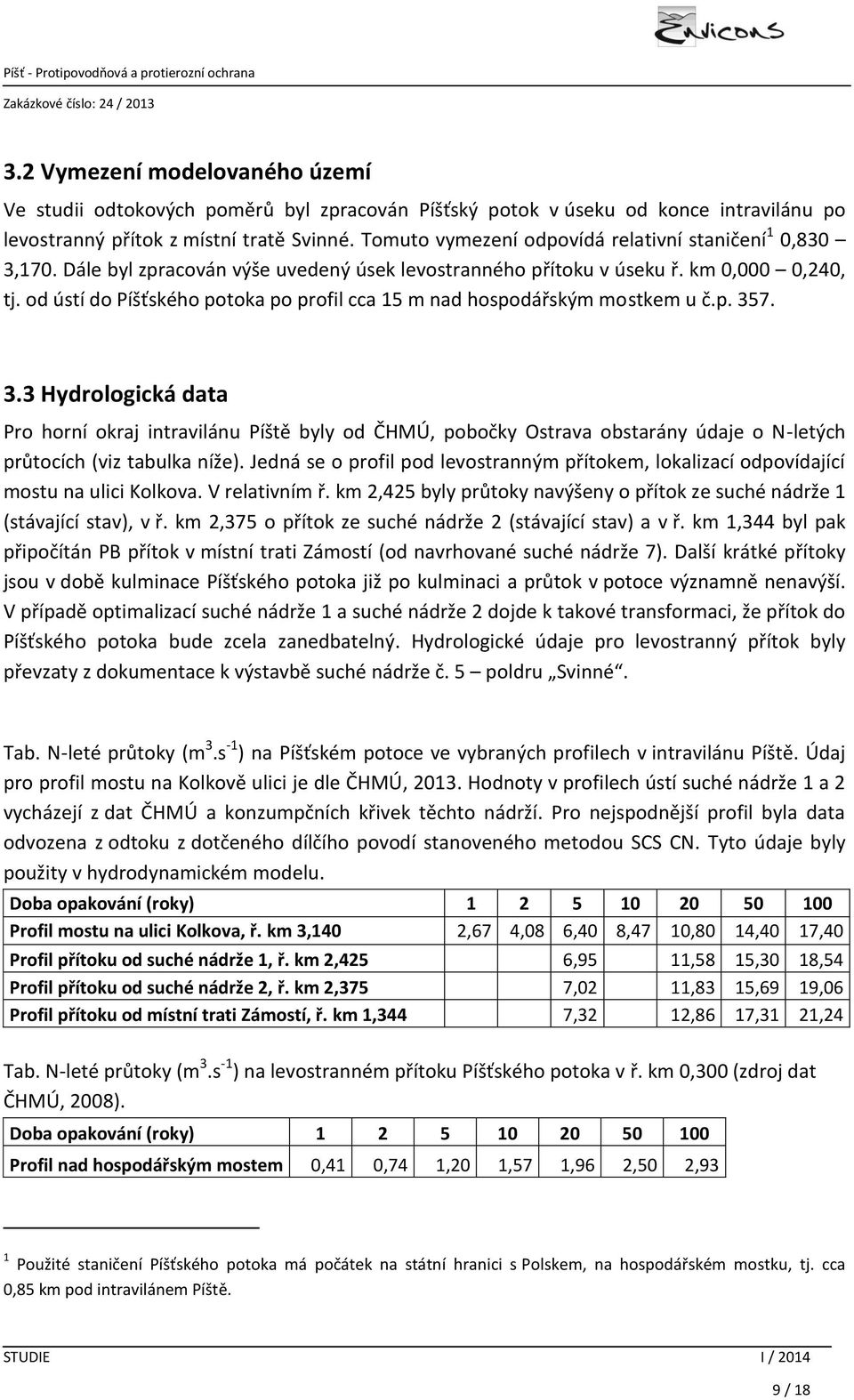 od ústí do Píšťského potoka po profil cca 15 m nad hospodářským mostkem u č.p. 35