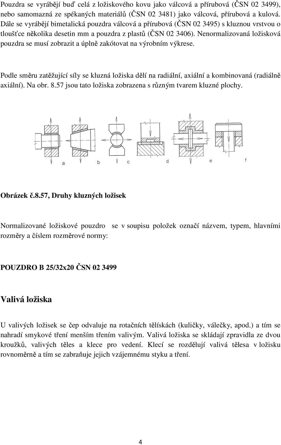 Nenormalizovaná ložisková pouzdra se musí zobrazit a úplně zakótovat na výrobním výkrese. Podle směru zatěžující síly se kluzná ložiska dělí na radiální, axiální a kombinovaná (radiálně axiální).