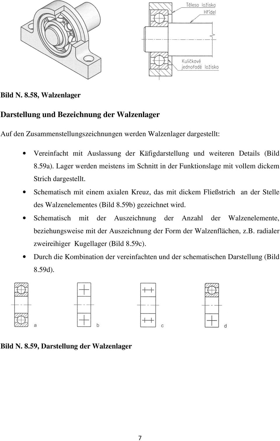 weiteren Details (Bild 8.59a). Lager werden meistens im Schnitt in der Funktionslage mit vollem dickem Strich dargestellt.