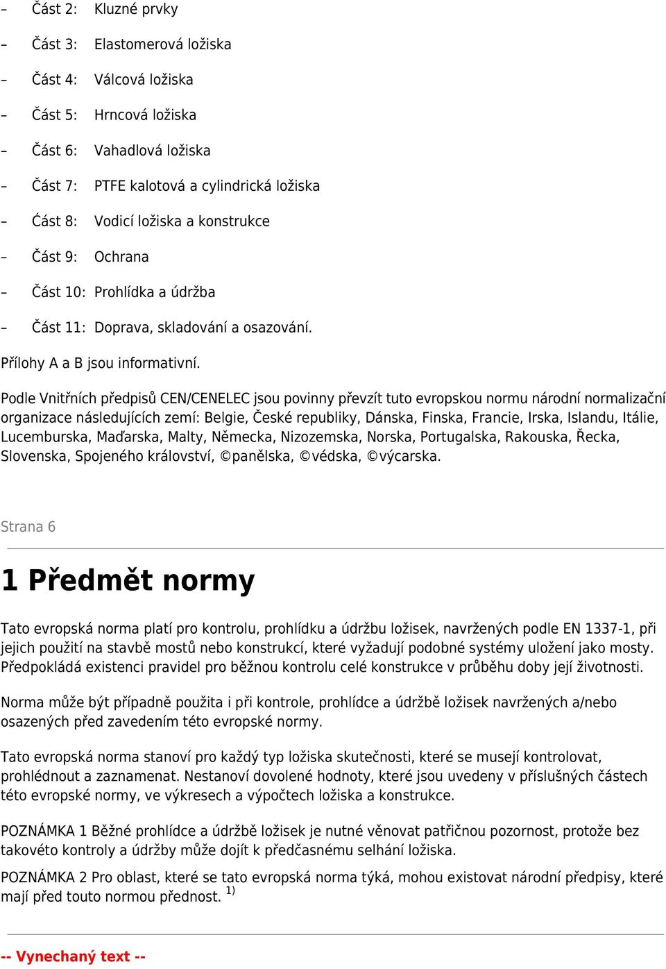 Podle Vnitřních předpisů CEN/CENELEC jsou povinny převzít tuto evropskou normu národní normalizační organizace následujících zemí: Belgie, České republiky, Dánska, Finska, Francie, Irska, Islandu,