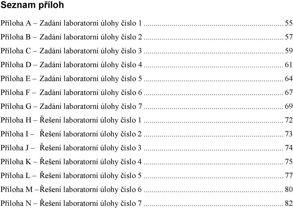 .. 67 Příloha G Zadání laboratorní úlohy číslo 7... 69 Příloha H Řešení laboratorní úlohy číslo 1... 72 Příloha I Řešení laboratorní úlohy číslo 2.