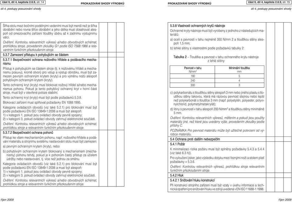 zadnímu v stupnímu válci. prohlídkou stroje, provedením zkou ky G1 podle ISO 7568:1986 a relevantním funkãním pfiezkou ením stroje. 5.3.7 Zamezení pfiístupu k pohybujícím se ãástem 5.3.7.1 Bezpeãnostní ochrana noïového hfiídele a podávacího mechanismu Pfiístup k pohybujícím se ãástem stroje (tj.