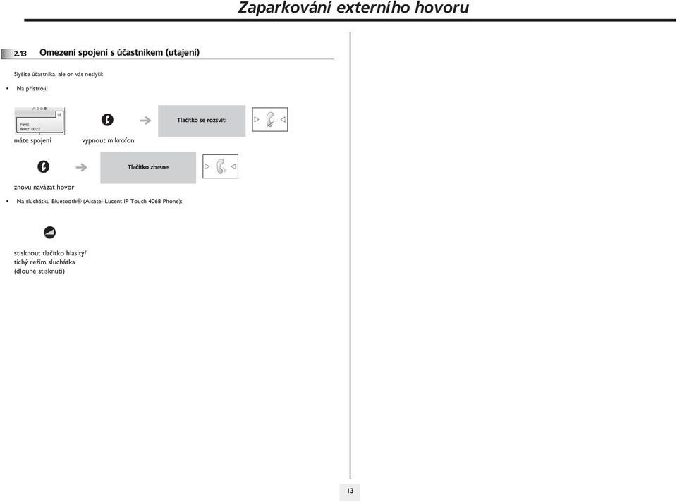 pøístroji: Hovor 00:' máte spojení vypnout mikrofon Tlaèítko se rozsvítí Tlaèítko