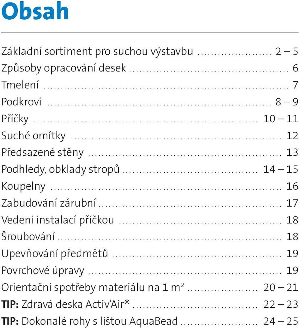 ........................................................ 13 Podhledy, obklady stropů........................................ 14 15 Koupelny.................................................................... 16 Zabudování zárubní.