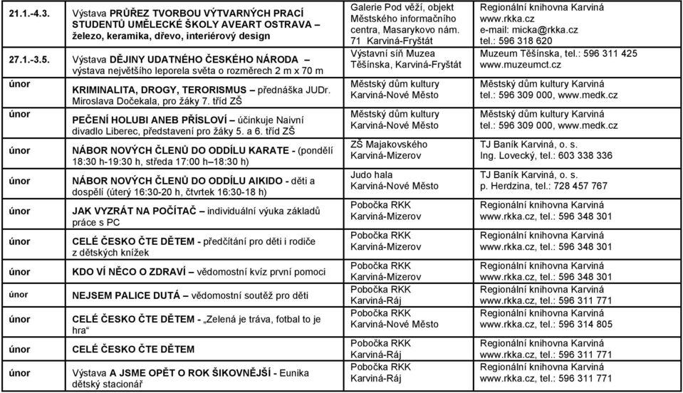 tříd ZŠ únor PEČENÍ HOLUBI ANEB PŘÍSLOVÍ účinkuje Naivní divadlo Liberec, představení pro žáky 5. a 6.