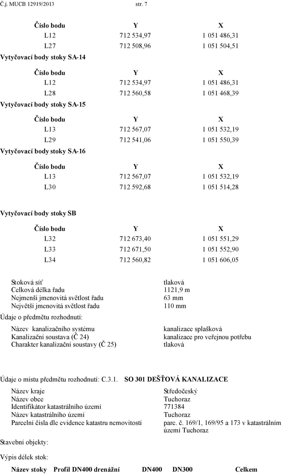 L29 712 541,06 1 051 550,39 Vytyčovací body stoky SA-16 L13 712 567,07 1 051 532,19 L30 712 592,68 1 051 514,28 Vytyčovací body stoky SB L32 712 673,40 1 051 551,29 L33 712 671,50 1 051 552,90 L34