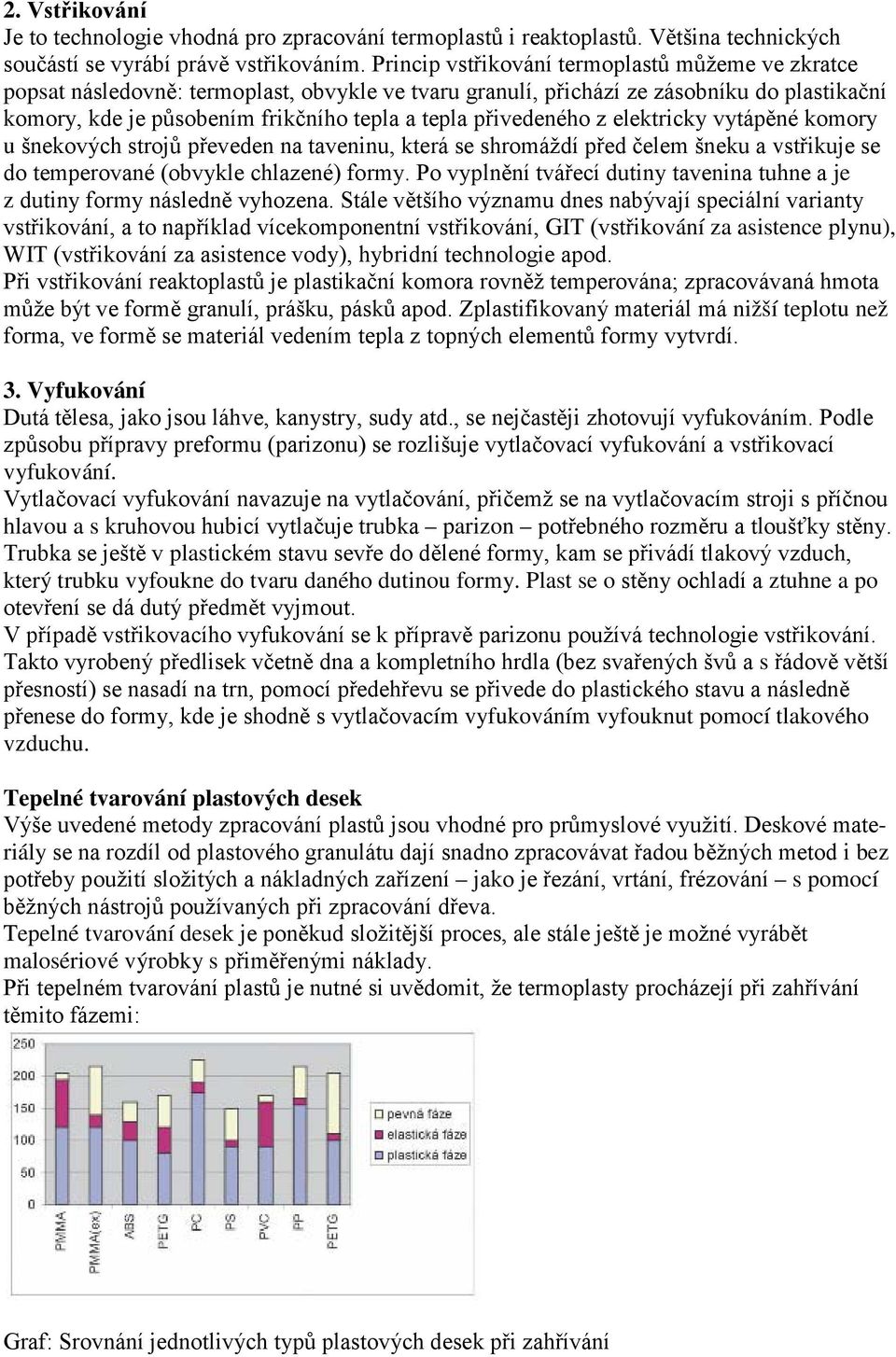 přivedeného z elektricky vytápěné komory u šnekových strojů převeden na taveninu, která se shromáždí před čelem šneku a vstřikuje se do temperované (obvykle chlazené) formy.