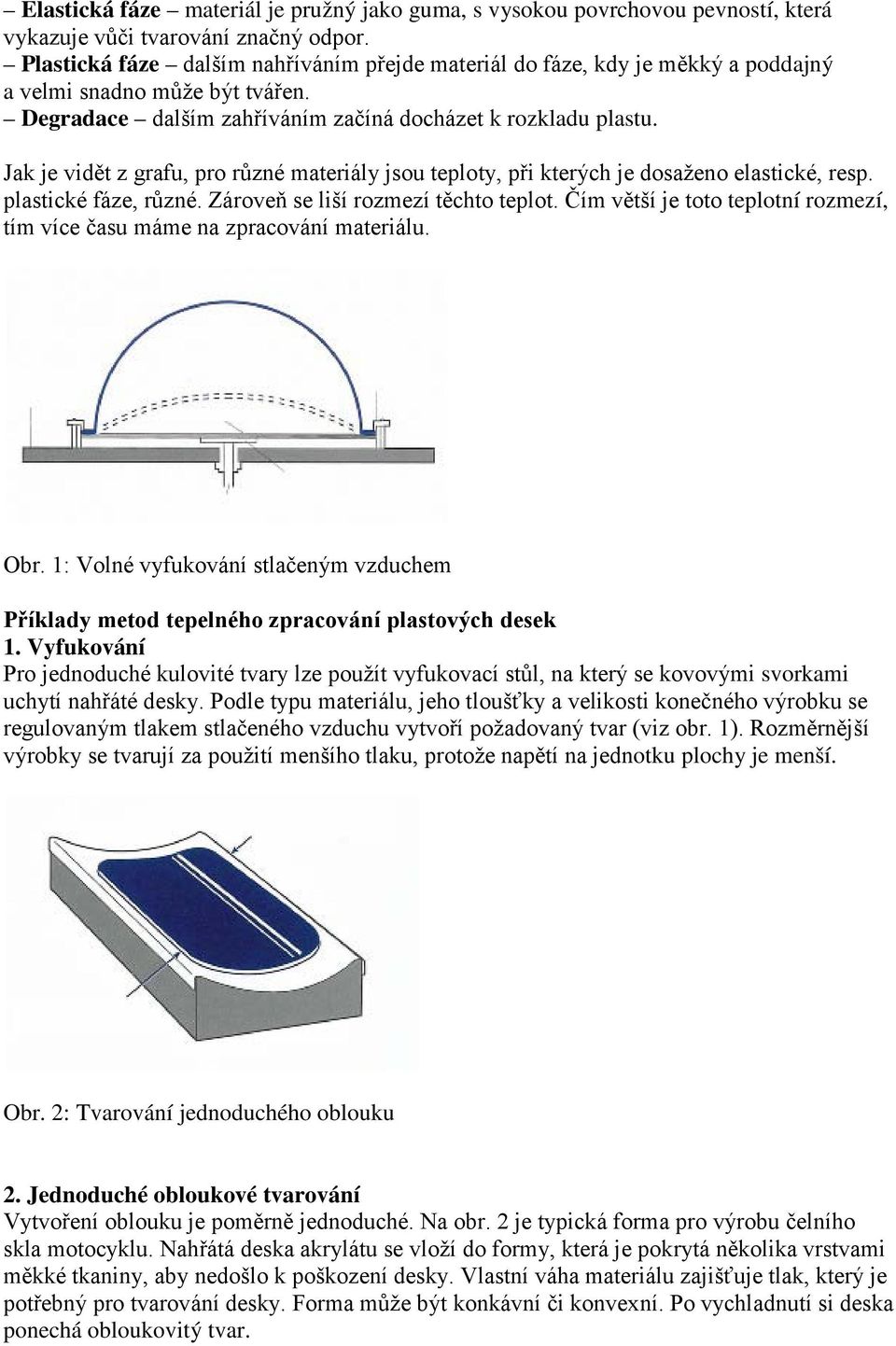 Jak je vidět z grafu, pro různé materiály jsou teploty, při kterých je dosaženo elastické, resp. plastické fáze, různé. Zároveň se liší rozmezí těchto teplot.