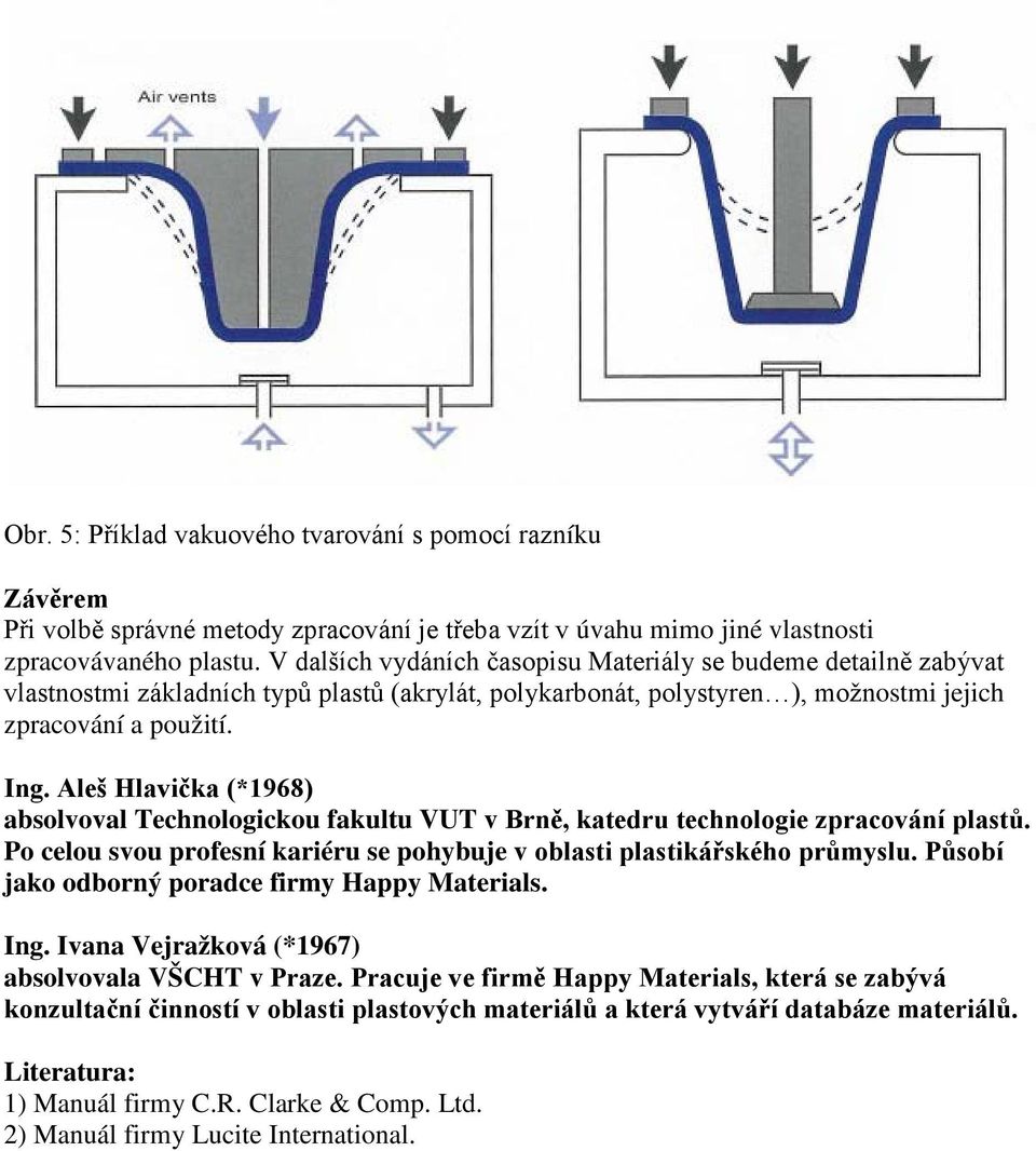 Aleš Hlavička (*1968) absolvoval Technologickou fakultu VUT v Brně, katedru technologie zpracování plastů. Po celou svou profesní kariéru se pohybuje v oblasti plastikářského průmyslu.