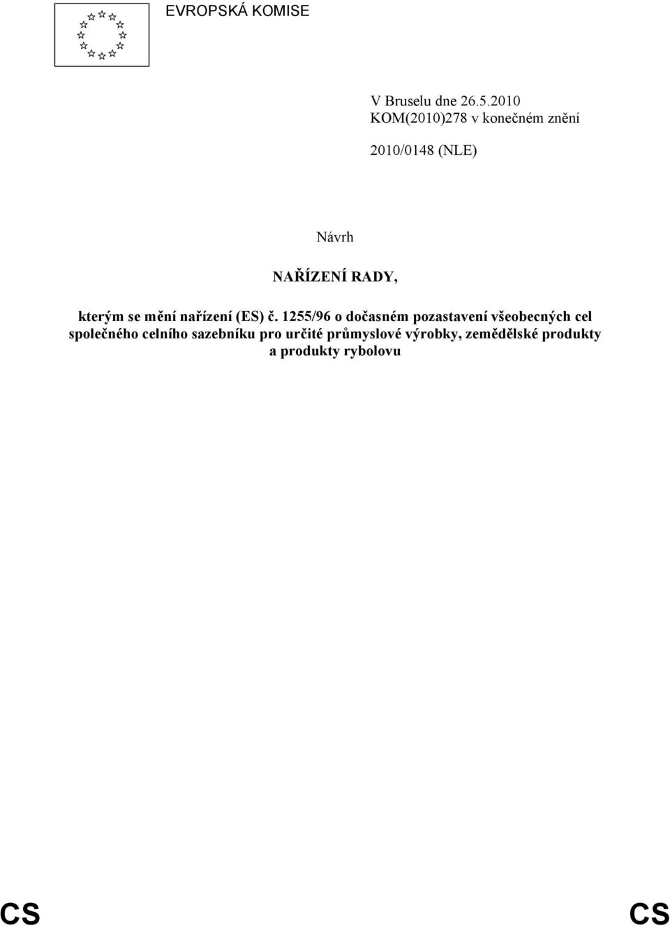 kterým se mění nařízení (ES) č.