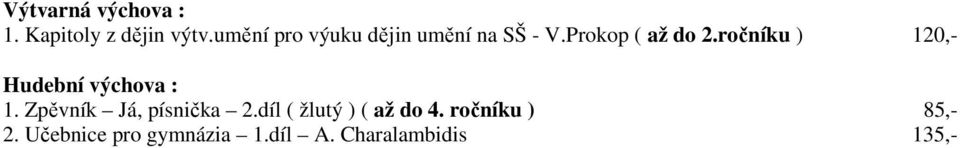 ročníku ) 120,- Hudební výchova : 1. Zpěvník Já, písnička 2.