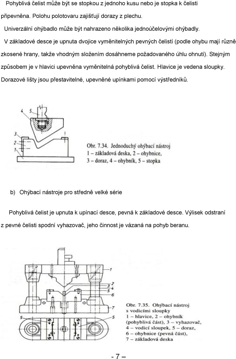 V základové desce je upnuta dvojice vyměnitelných pevných čelistí (podle ohybu mají různě zkosené hrany, takže vhodným složením dosáhneme požadovaného úhlu ohnutí).