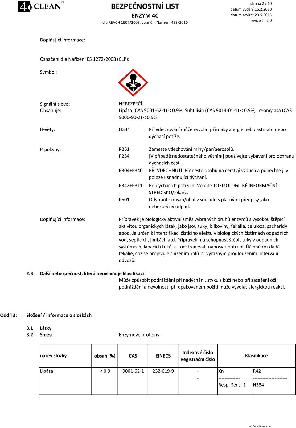 Ppokyny: P261 Zamezte vdechování mlhy/par/aerosolů. P284 [V případě nedostatečného větrání] používejte vybavení pro ochranu dýchacích cest.