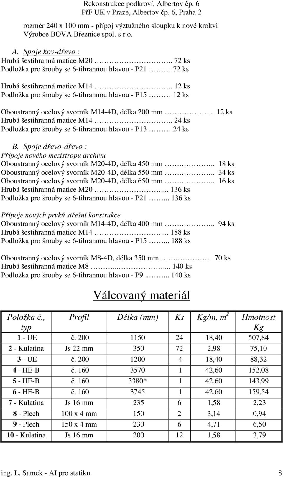 . 12 ks Podložka pro šrouby se 6-tihrannou hlavou - P15 12 ks Oboustranný ocelový svorník M14-4D, délka 200 mm.. 12 ks Hrubá šestihranná matice M14.