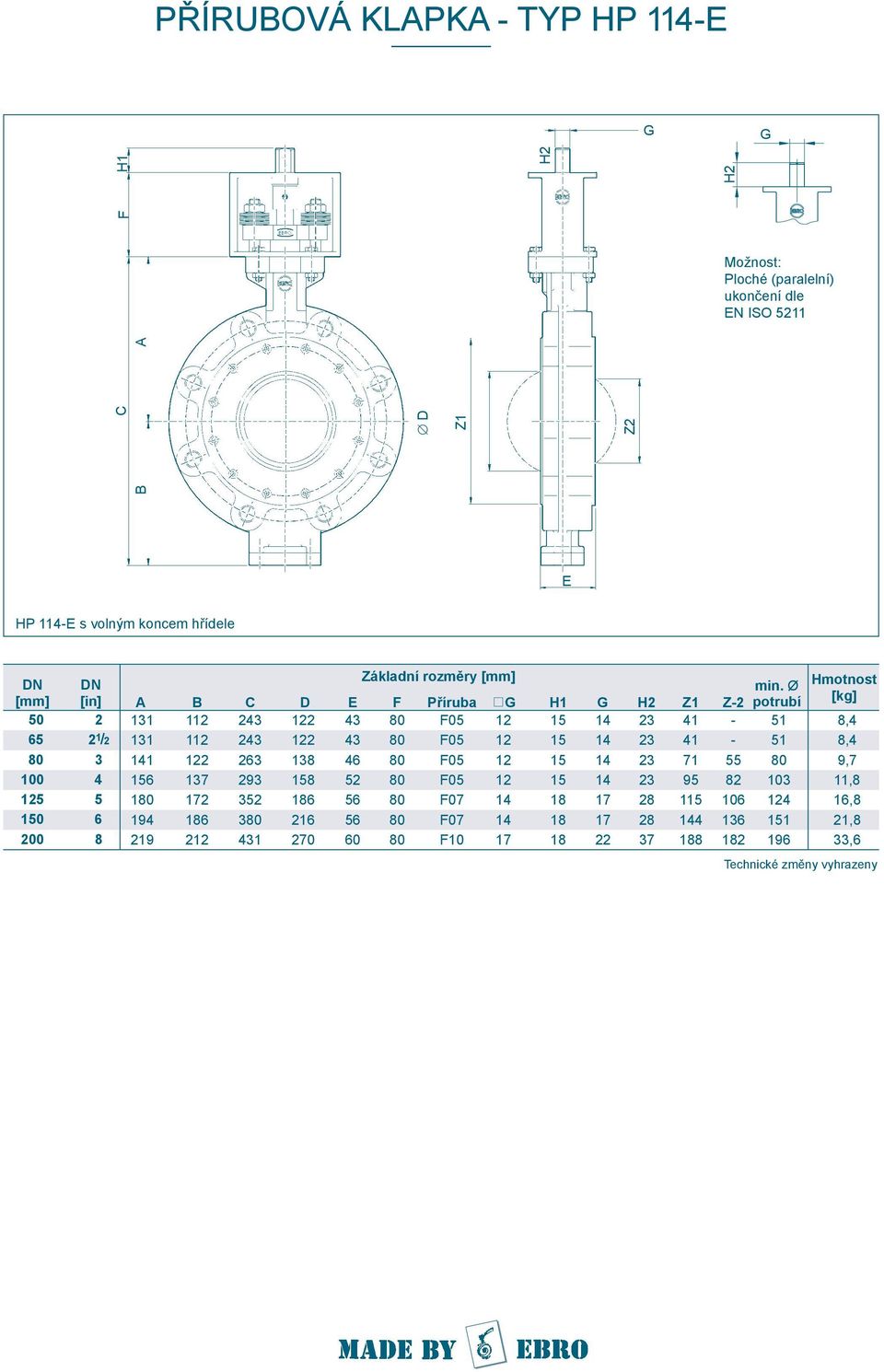 Ø A B C D E F Příruba G H1 G H2 Z1 Z-2 potrubí 2 11 112 2 122 0 F0 12 1 1 2 1-1 2 1 /2 11 112 2 122 0 F0 12 1 1 2 1-1