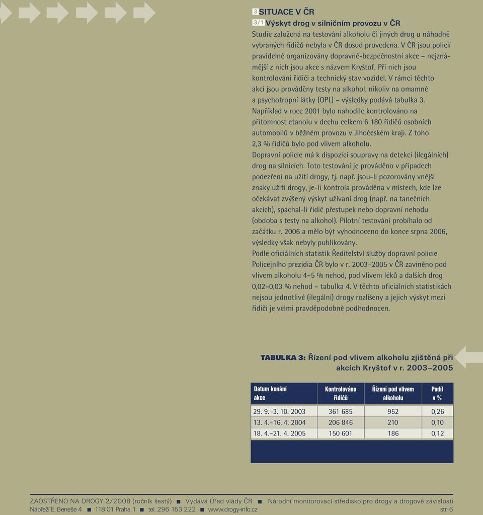 V rámci těchto akcí jsou prováděny testy na alkohol, nikoliv na omamné a psychotropní látky (OPL) výsledky podává tabulka 3.