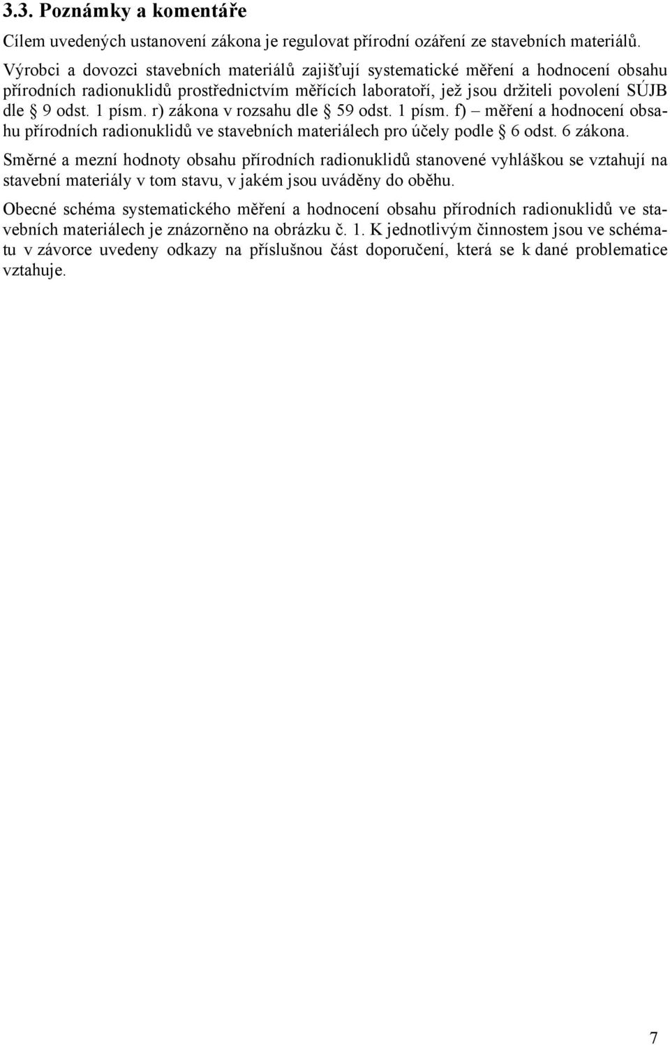 r) zákona v rozsahu dle 59 odst. 1 písm. f) měření a hodnocení obsahu přírodních radionuklidů ve stavebních materiálech pro účely podle 6 odst. 6 zákona.