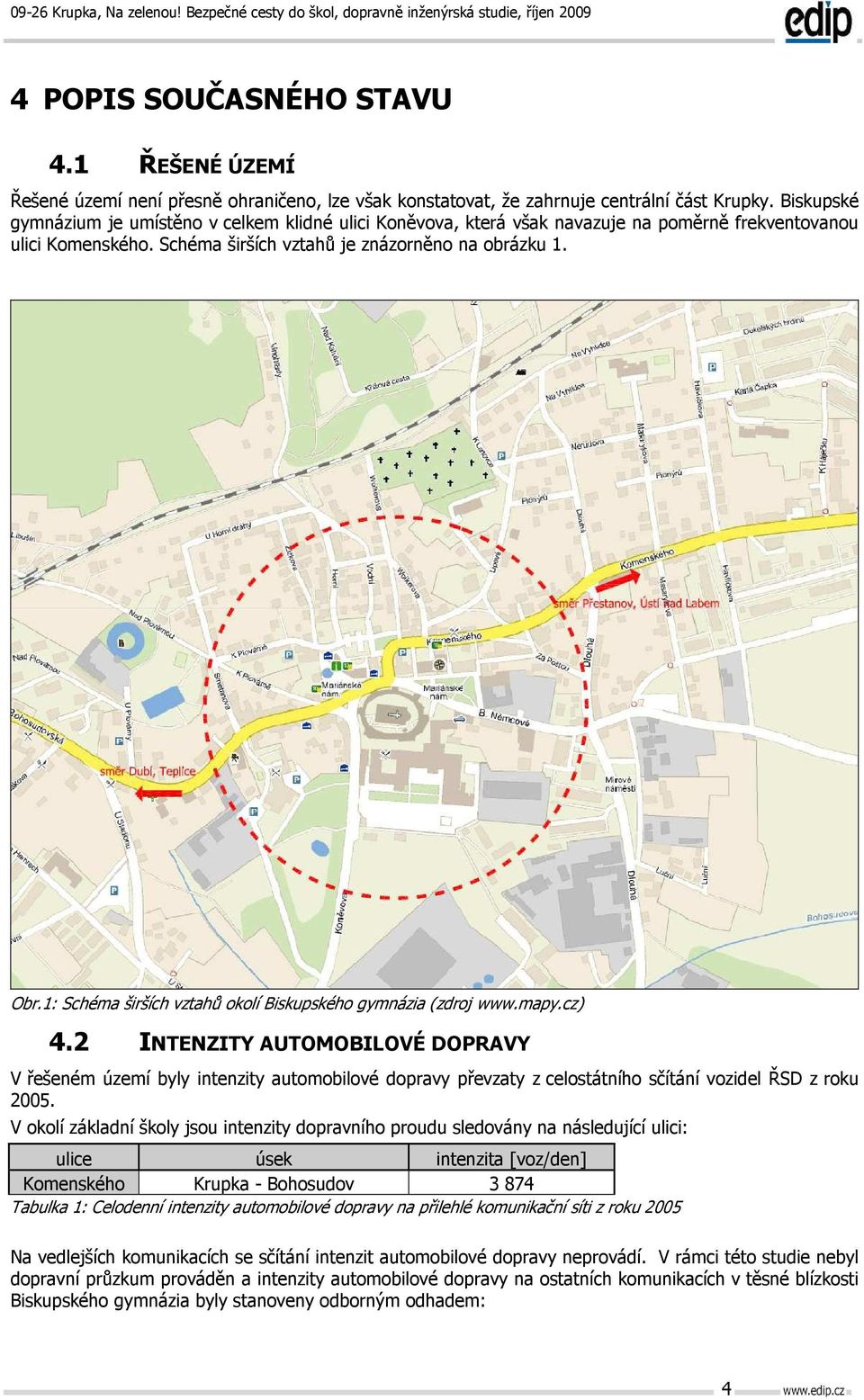 1: Schéma širších vztahů okolí Biskupského gymnázia (zdroj www.mapy.cz) 4.