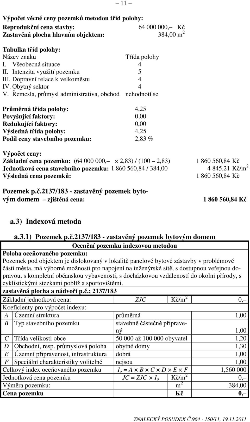 Řemesla, průmysl administrativa, obchod nehodnotí se Průměrná třída polohy: 4,25 Povyšující faktory: 0,00 Redukující faktory: 0,00 Výsledná třída polohy: 4,25 Podíl ceny stavebního pozemku: 2,83 %