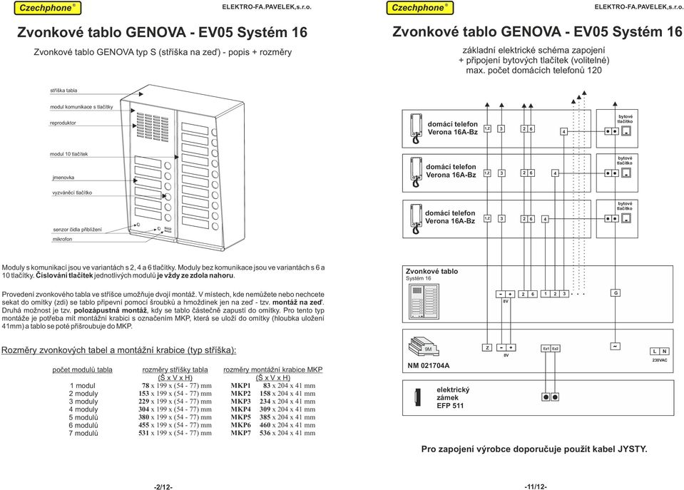 počet domácích telefonů 0 stříška tabla modul komunikace s tlačítky reproduktor,z modul 0 tlačítek jmenovka,z L+ L- vyzváněcí senzor čidla přiblížení,z mikrofon Moduly s komunikací jsou ve variantách