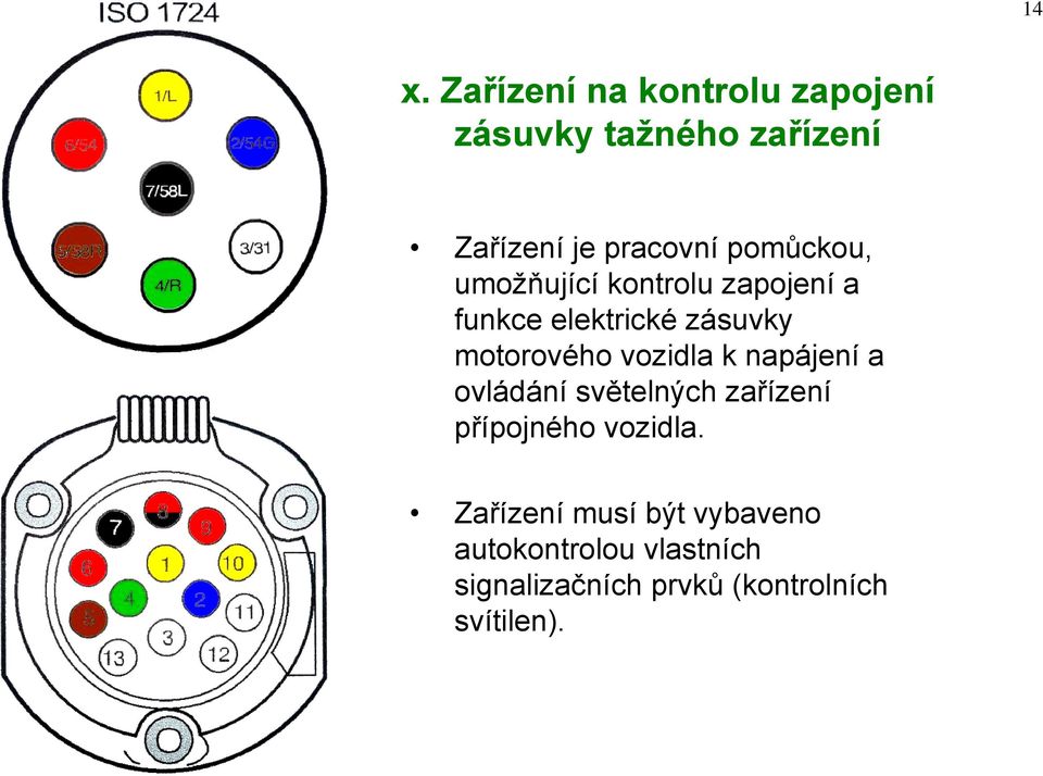 vozidla k napájení a ovládání světelných zařízení přípojného vozidla.