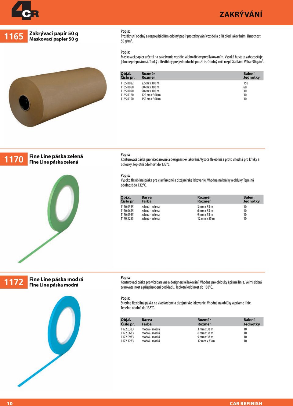 Váha: 50 g/m². Obj.č. Rozměr Balení 1165.0022 22 cm x 300 m 150 1165.0060 60 cm x 300 m 60 1165.0090 90 cm x 300 m 30 1165.0120 120 cm x 300 m 30 1165.