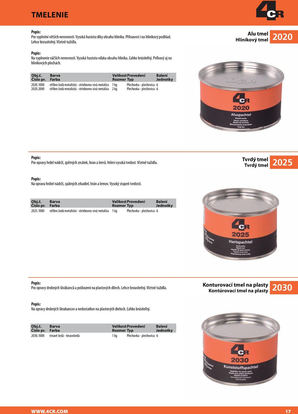 Farba Rozmer Typ Jednotky 2020.1000 stříbro šedá metalická - strieborno-sivá metalíza 1 kg Plechovka - plechovica 6 2020.