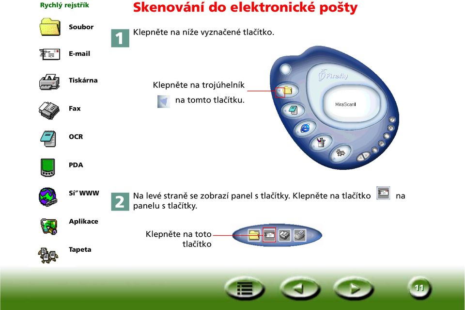 E-mail Tiskárna Fax Klepněte na trojúhelník na tomto tlačítku.