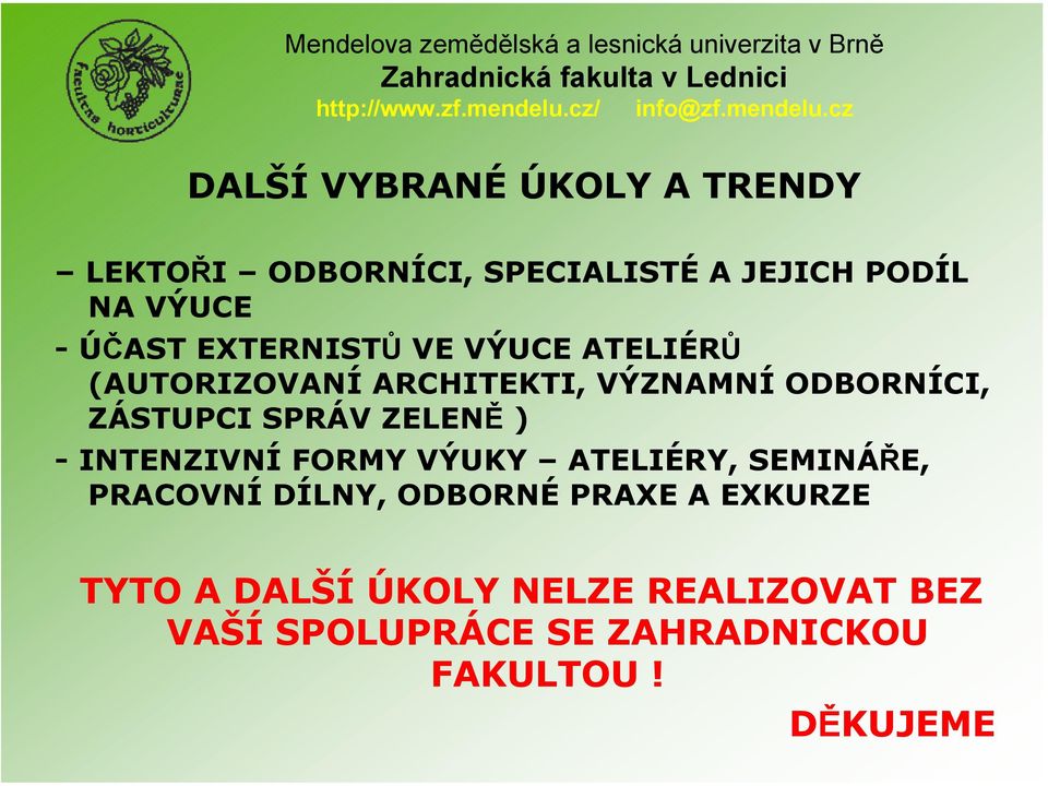 cz DALŠÍ VYBRANÉ ÚKOLY A TRENDY LEKTOŘI ODBORNÍCI, SPECIALISTÉ A JEJICH PODÍL NA VÝUCE -ÚČAST EXTERNISTŮ VE VÝUCE ATELIÉRŮ