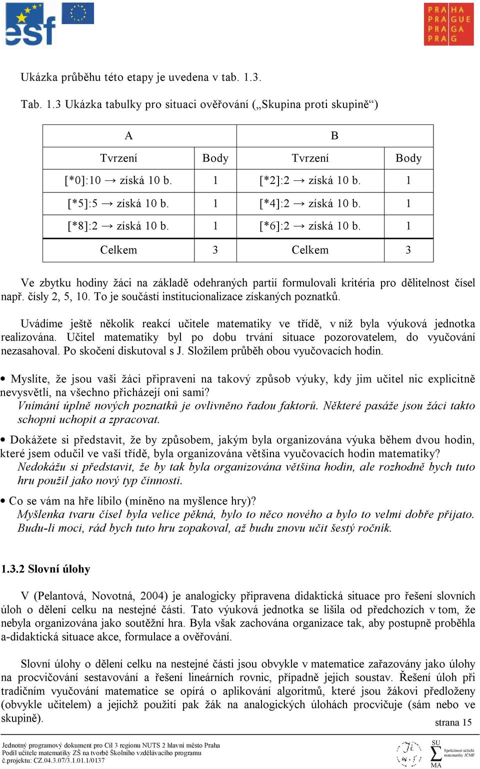 1 Celkem 3 Celkem 3 Ve zbytku hodiny žáci na základě odehraných partií formulovali kritéria pro dělitelnost čísel např. čísly 2, 5, 10. To je součástí institucionalizace získaných poznatků.