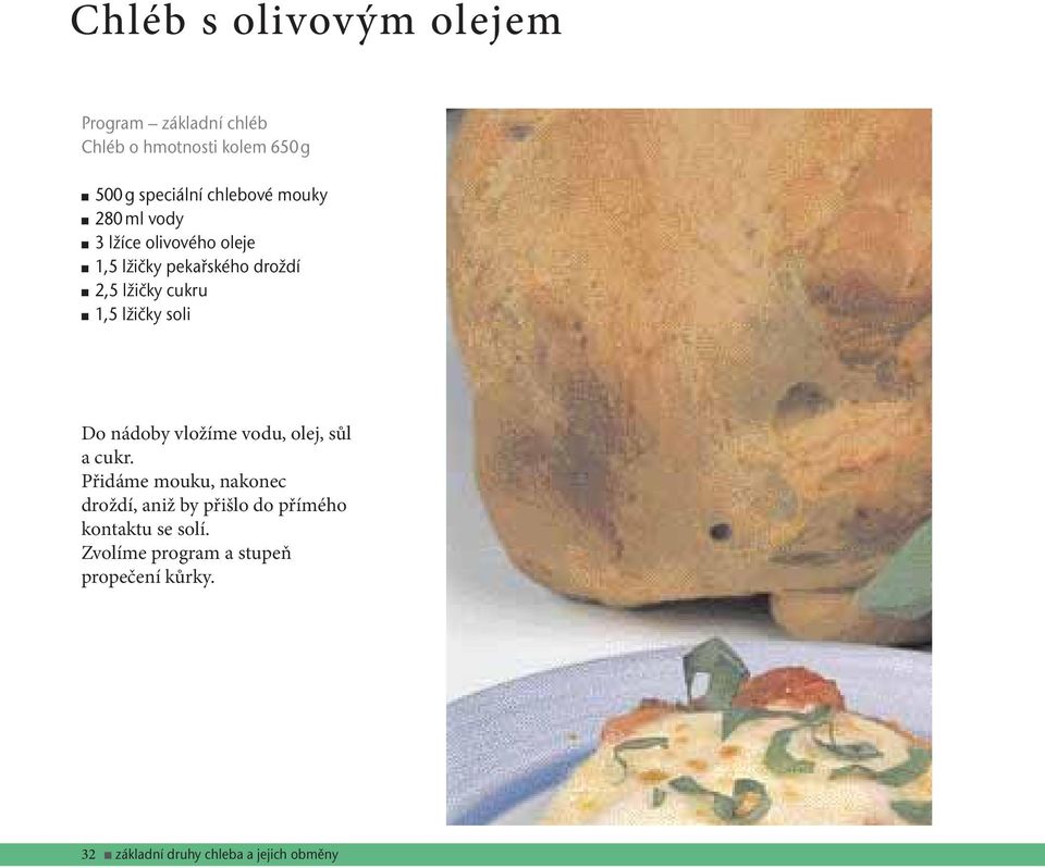 2,5 lžičky cukru 1,5 lžičky soli Do nádoby vložíme vodu, olej, sůl a cukr.