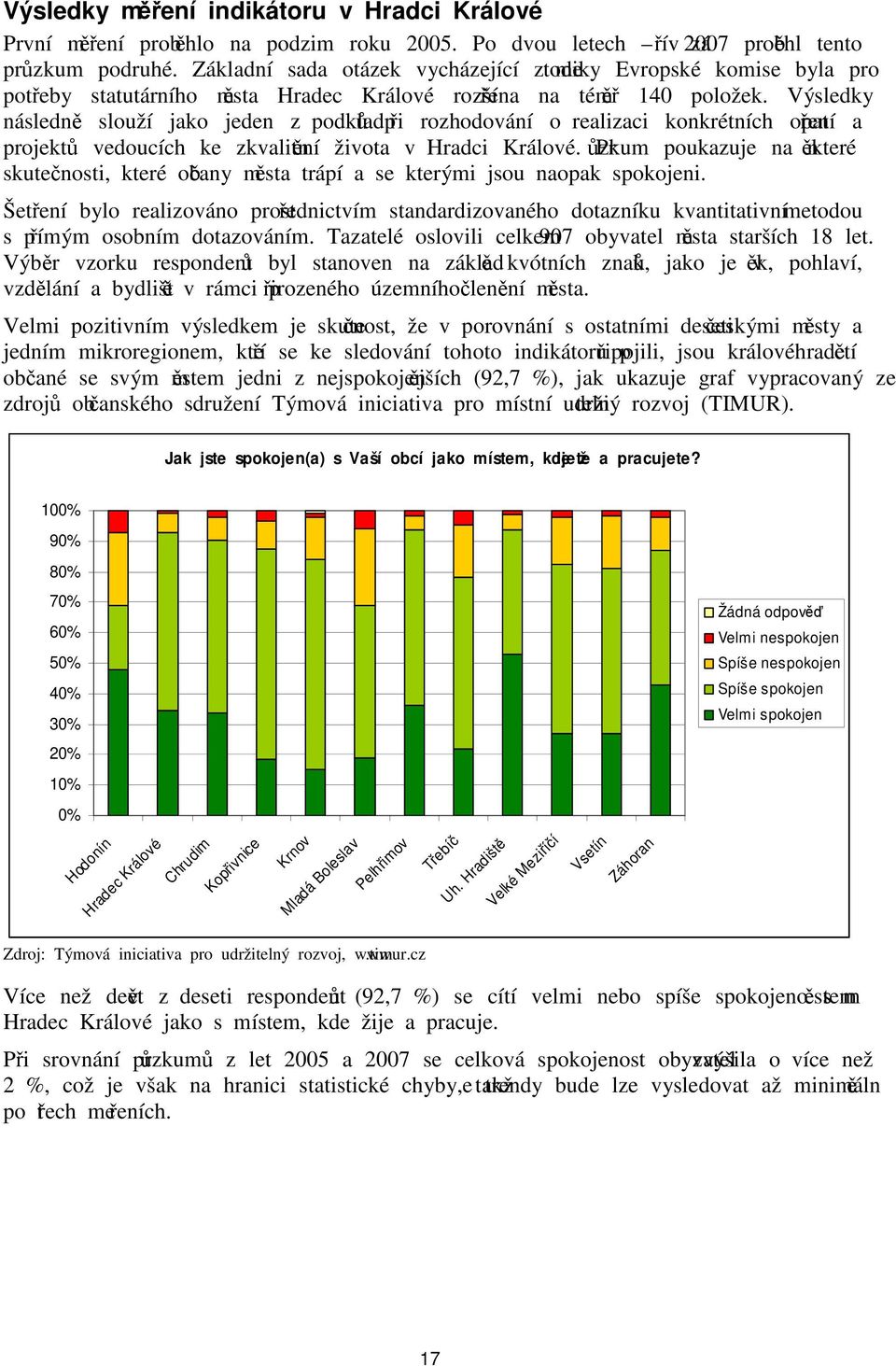 Výsledky následně slouží jako jeden z podkladů při rozhodování o realizaci konkrétních opatření a projektů vedoucích ke zkvalitnění života v Hradci Králové.