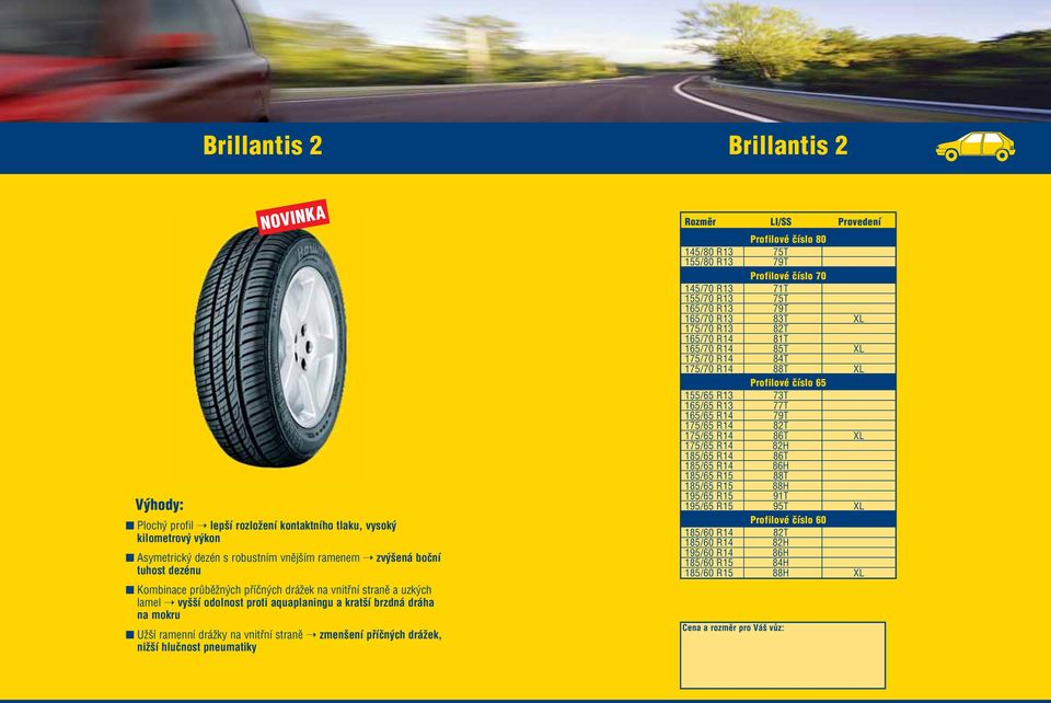 hlučnost pneumatiky 145/80 R13 75T 155/80 R13 79T 145/70 R13 71T 155/70 R13 75T 165/70 R13 79T 165/70 R13 83T XL 175/70 R13 82T 165/70 R14 81T 165/70 R14 85T XL 175/70 R14 84T 175/70 R14 88T XL