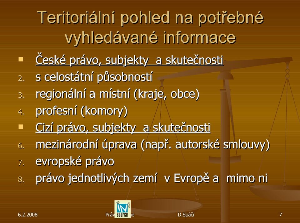 (kraje, obce) profesní (komory) Cizí právo, subjekty a skutečnosti mezinárodní