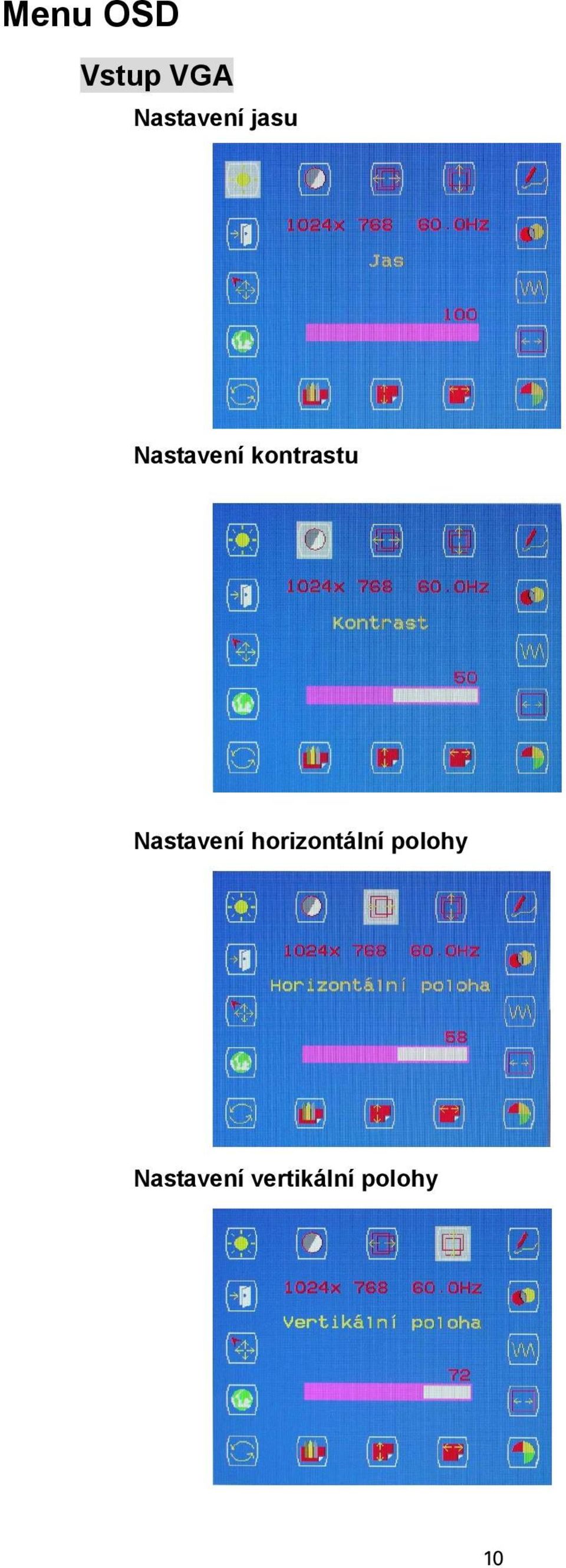 Nastavení horizontální