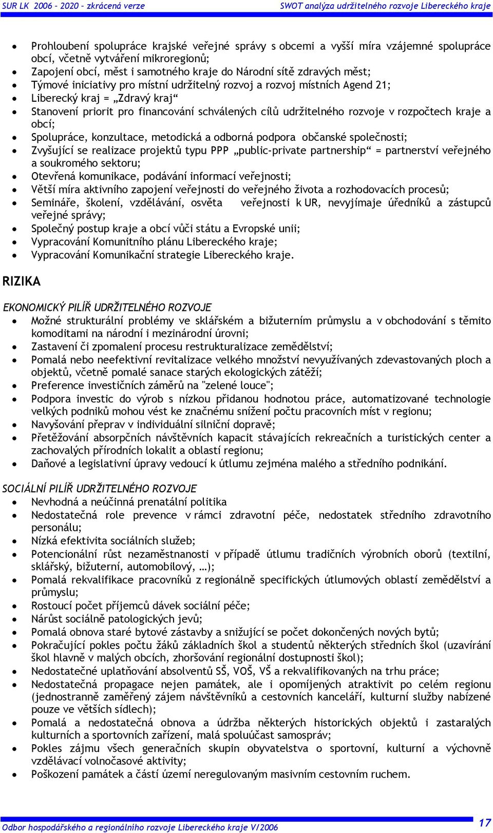 cílů udržitelného rozvoje v rozpočtech kraje a obcí; Spolupráce, konzultace, metodická a odborná podpora občanské společnosti; Zvyšující se realizace projektů typu PPP public-private partnership =
