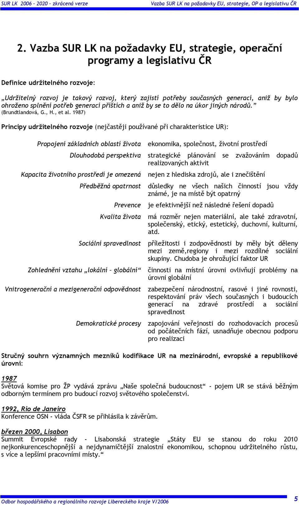 ohroženo splnění potřeb generací příštích a aniž by se to dělo na úkor jiných národů. (Brundtlandová, G., H., et al.