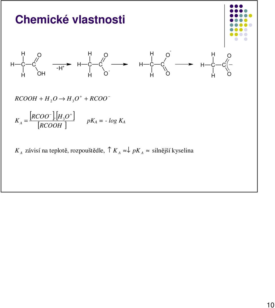 [ ] + 3 K A = [ R ] pk A = - log K A