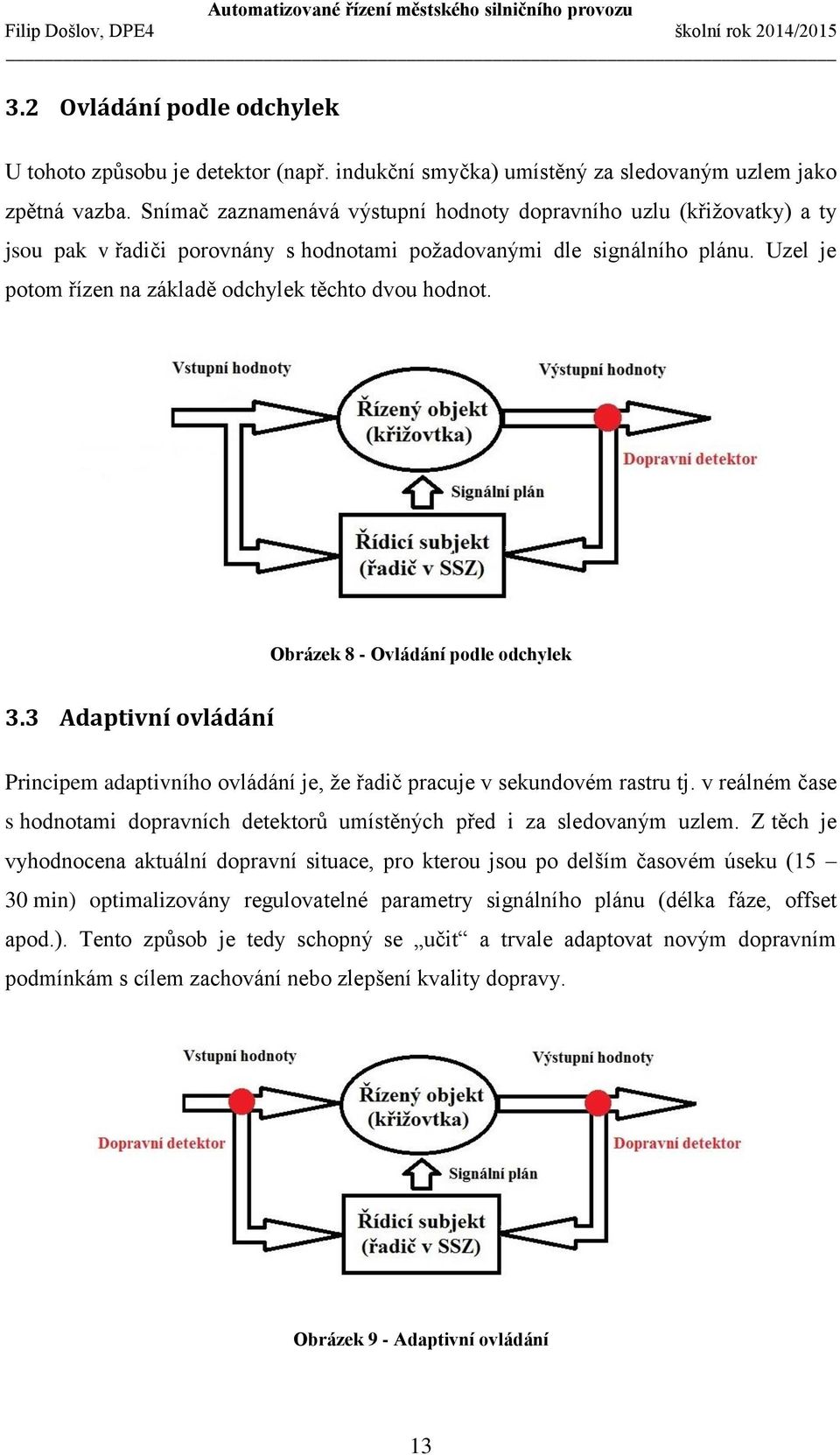 Uzel je potom řízen na základě odchylek těchto dvou hodnot. Obrázek 8 - Ovládání podle odchylek 3.3 Adaptivní ovládání Principem adaptivního ovládání je, že řadič pracuje v sekundovém rastru tj.