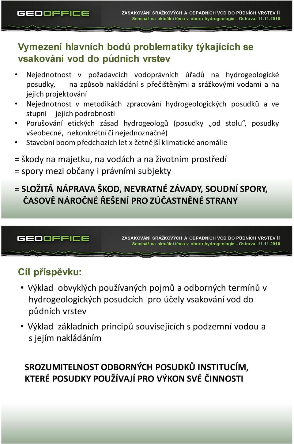 nekonkrétní či nejednoznačné) Stavební boom předchozích let x četnější klimatické anomálie = škody na majetku, na vodách a na životním prostředí = spory mezi občany i právními subjekty = SLOŽITÁ