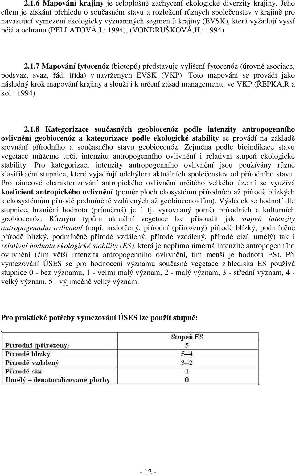 (pellatová,j.: 1994), (VONDRUŠKOVÁ,H.: 1994) 2.1.7 Mapování fytocenóz (biotopů) představuje vylišení fytocenóz (úrovně asociace, podsvaz, svaz, řád, třída) v navržených EVSK (VKP).