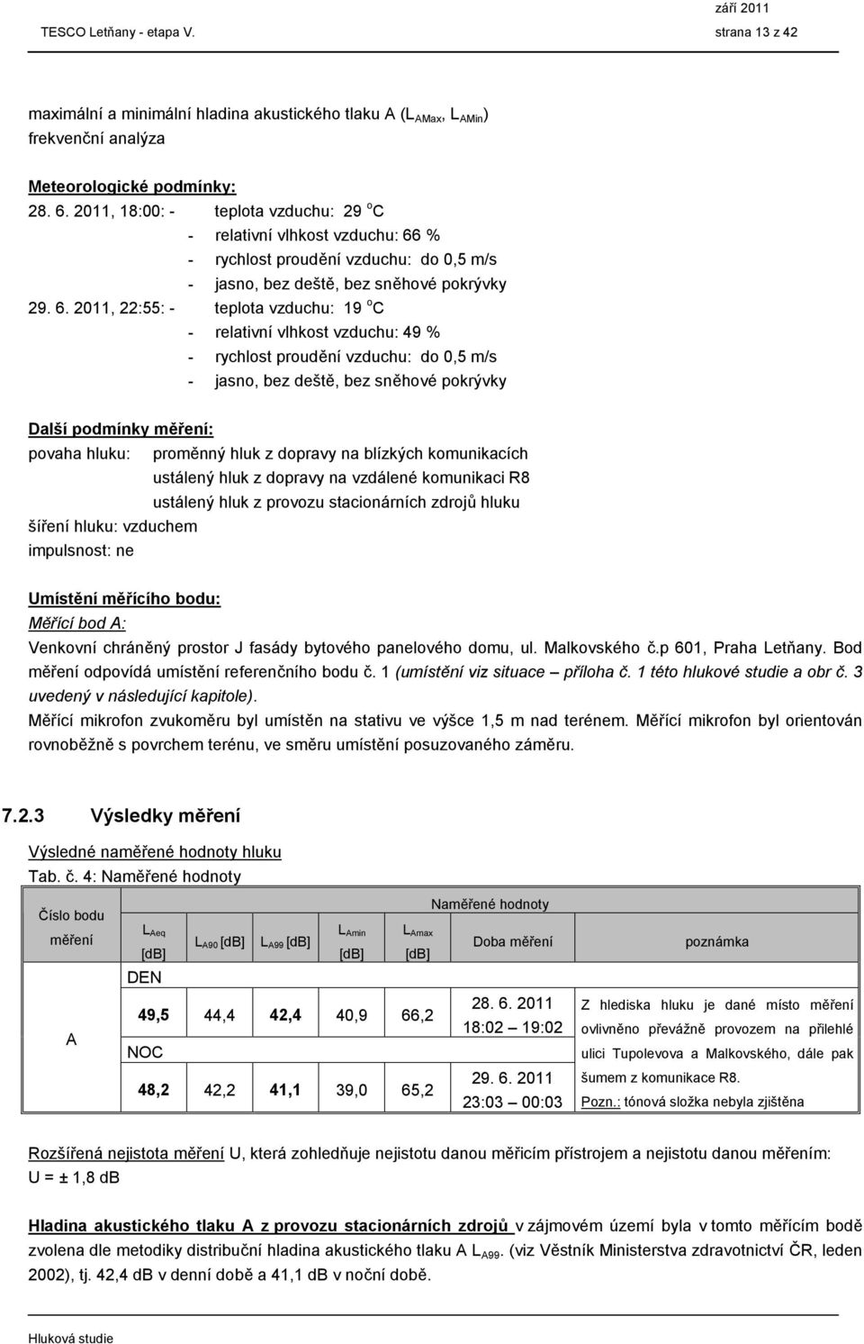 % - rychlost proudění vzduchu: do 0,5 m/s - jasno, bez deště, bez sněhové pokrývky 29. 6.