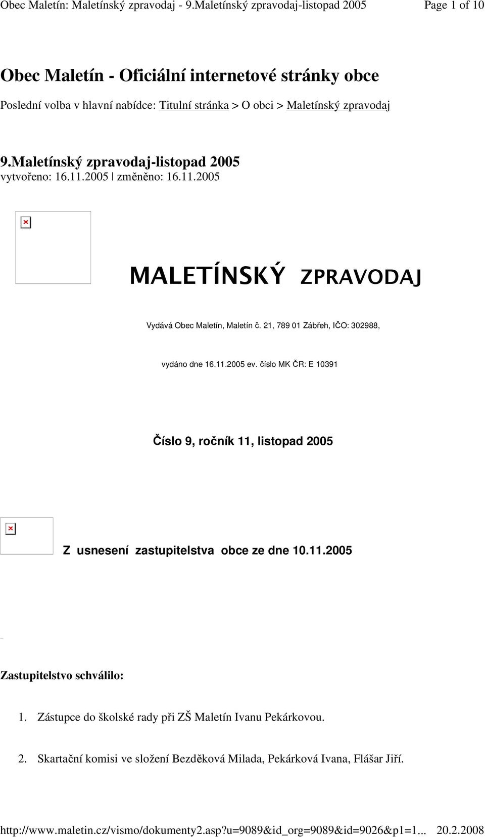 21, 789 01 Zábřeh, IČO: 302988, vydáno dne 16.11.2005 ev.