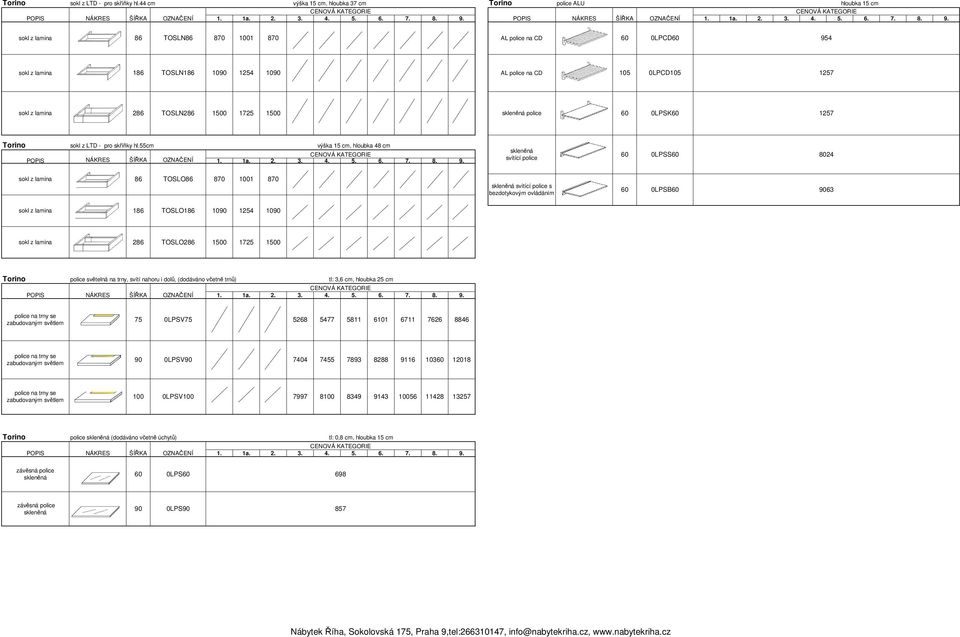skleněná police 60 0LPSK60 1257 55cm výška 15 cm, hloubka 48 cm skleněná svítící police 60 0LPSS60 8024 86 TOSLO86 870 1 870 skleněná svítící police s bezdotykovým ovládáním 60 0LPSB60 9063 186