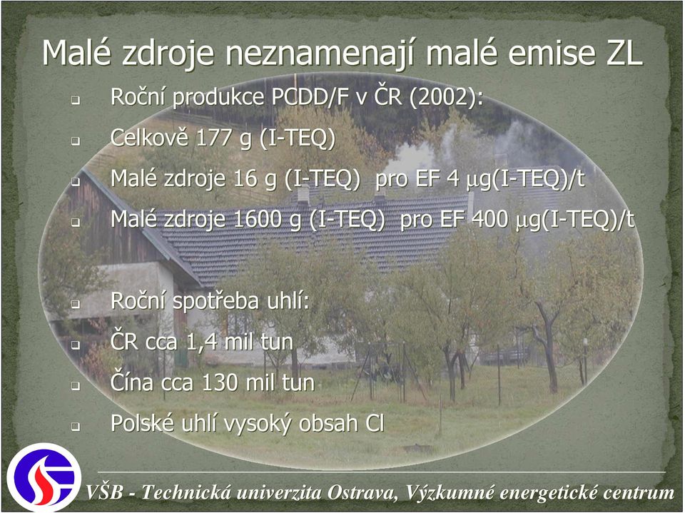 µg(i-teq)/t Malé zdroje 1600 g (I-TEQ) pro EF 400 µg(i-teq)/t Roční