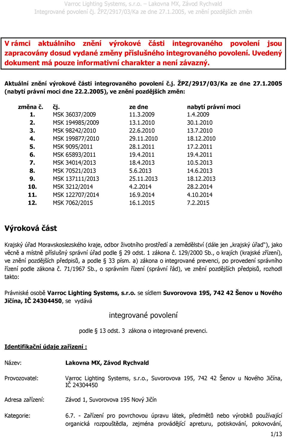 MSK 36037/2009 11.3.2009 1.4.2009 2. MSK 194985/2009 13.1.2010 30.1.2010 3. MSK 98242/2010 22.6.2010 13.7.2010 4. MSK 199877/2010 29.11.2010 18.12.2010 5. MSK 9095/2011 28.1.2011 17.2.2011 6.