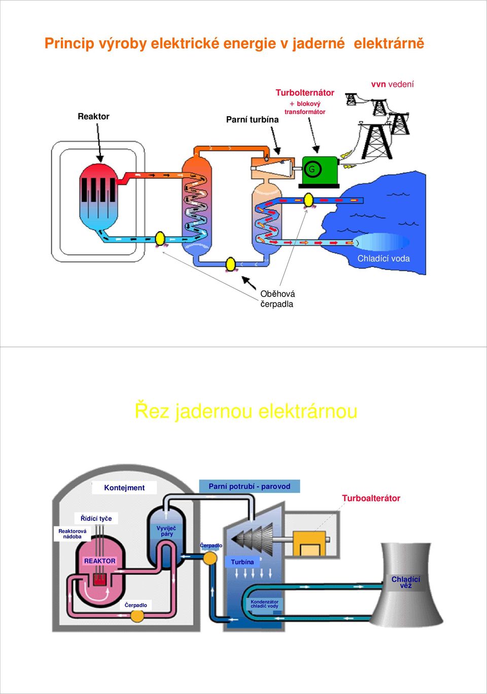 elektrárnou Kontejment Parní potrubí - parovod Turboalterátor Reaktorová nádoba Řídící