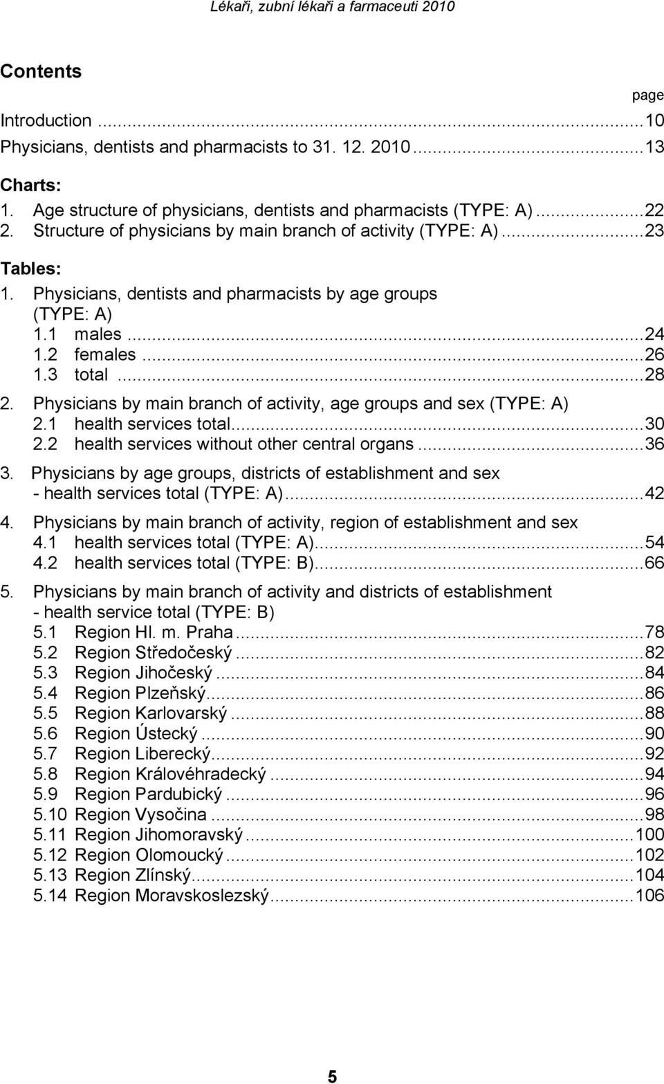 Physicians by main branch of activity, age groups and sex (TYPE: A) 2.1 health services total...30 2.2 health services without other central organs...36 3.