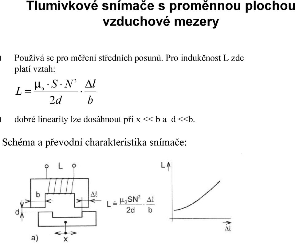 Pro indukcnost L zde platı vztah: L = µ 0 S N 2d 2 l b dobre