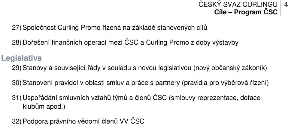 občanský zákoník) 30) Stanovení pravidel v oblasti smluv a práce s partnery (pravidla pro výběrová řízení) 31)